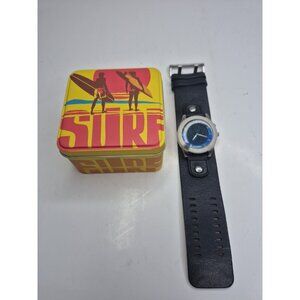 Rare Mens Fossil Blue Flame Digital Big Tic Y2K Watch Original Leather Band